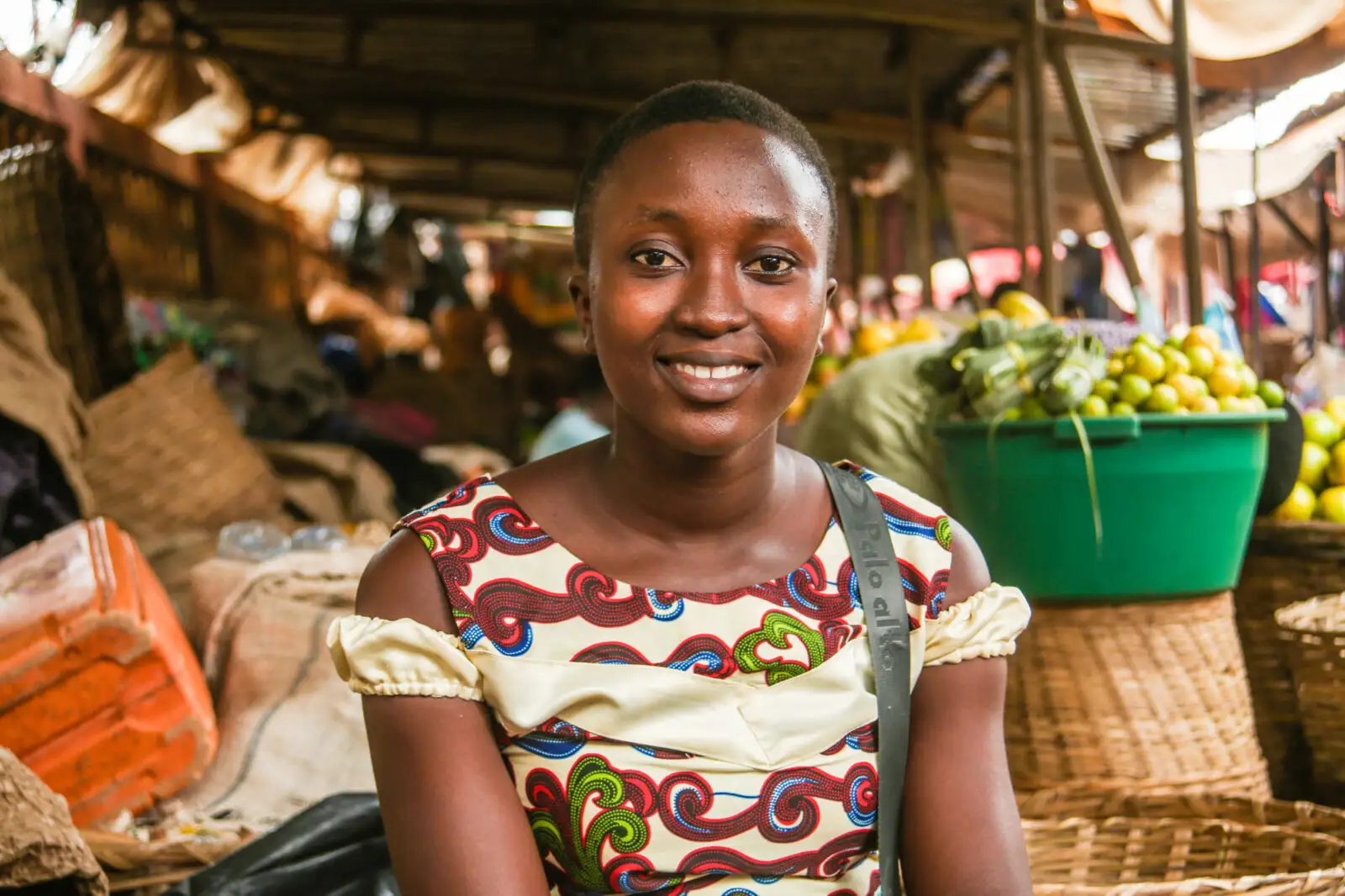 woman smilling in market